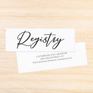 Modern Black Script Wedding Registry Insert Card