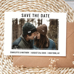 Modern Black Script Wedding SAVE THE DATE w/ PHOTO Announcement Postcard