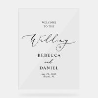 Modern Black Script Wedding Welcome Foam Board