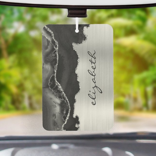 Modern Black Silver Agate Metallic Car Air Freshener (Creator Uploaded)