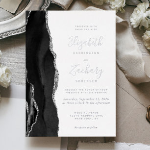 Modern Black Silver Agate Wedding