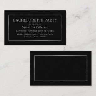 Modern Black & Silver Bachelorette Party Invite