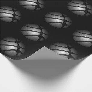Modern Black Silver Basketball Ball Sports Pattern Wrapping Paper