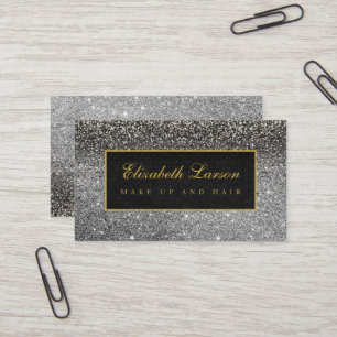 Modern Black Silver Glitter Beauty Makeup Business Card