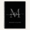 Modern Black Silver Grey Monogram Script Name