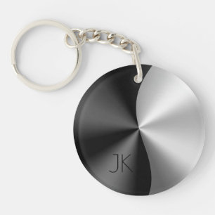 Modern Black & Silver Metallic Design USB Charging Key Ring