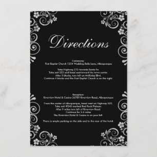 Modern Black Silver Wedding Ceremony Directions Enclosure Card