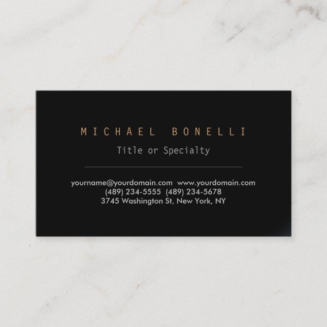 Modern Black Simple Stylish Business Card (Front)