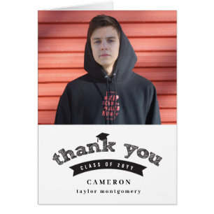 Modern Black Sketch Graduation Cap Photo Graduate