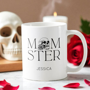Modern Black Skull Scary Momster Halloween Mum Coffee Mug