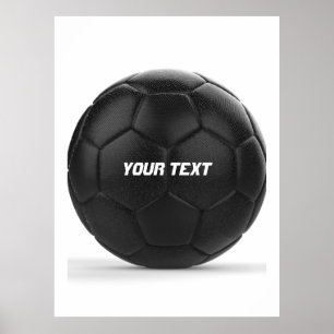 Modern Black Soccer Ball Personalised Poster