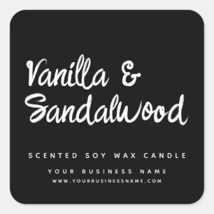 Modern black soy candle label