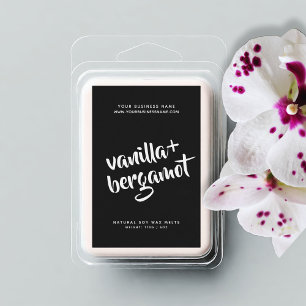 Modern black soy wax melts label