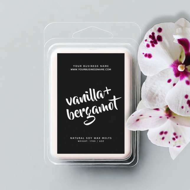Modern black soy wax melts label (Creator Uploaded)