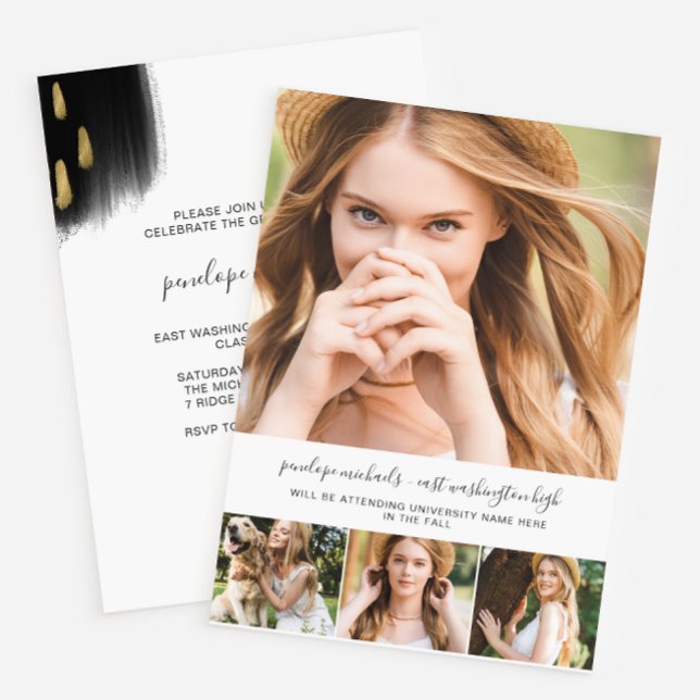 Modern Black Splashes Graduation Party Invitation (Creator Uploaded)