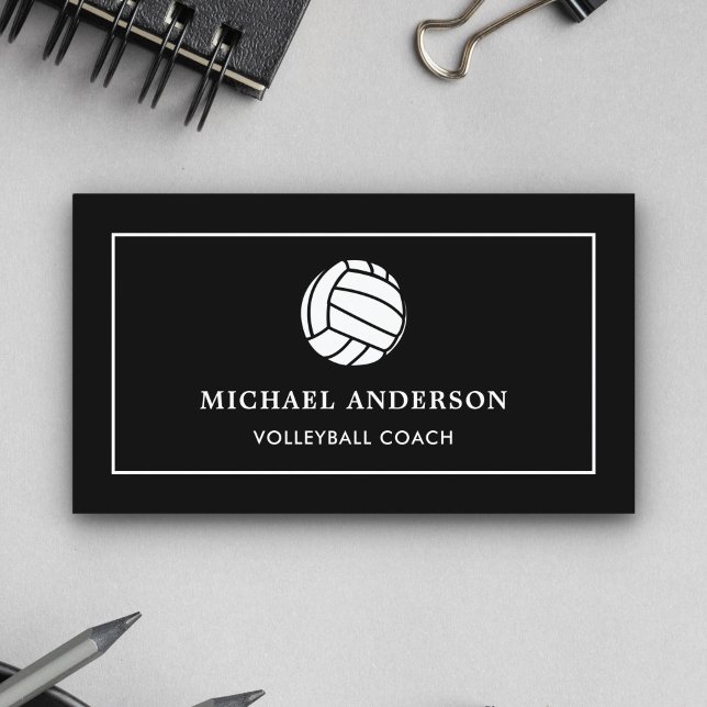 Modern Black Sports Professional Volleyball Coach Business Card (Creator Uploaded)