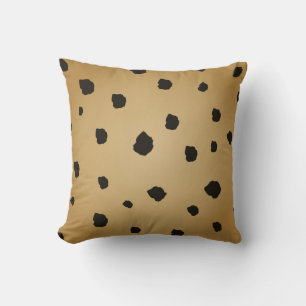 Modern Black Spot Goldenrod Gold Beige Tan Cushion