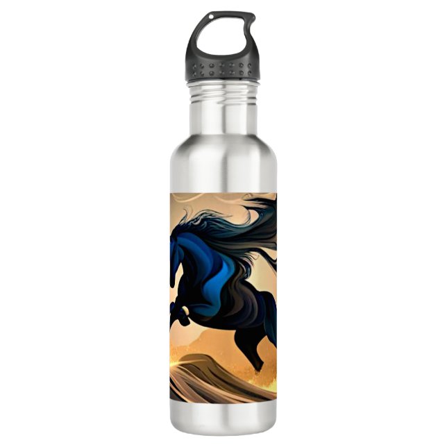 Modern Black Stallion in Desert 710 Ml Water Bottle (Front)