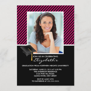 Modern Black Stripe Graduation Party Announcement