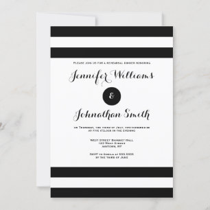 Modern black stripe rehearsal dinner invitations