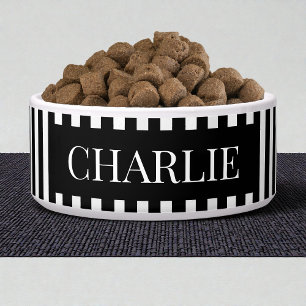 Modern Black Stripes Pattern Personalised Dog Pet