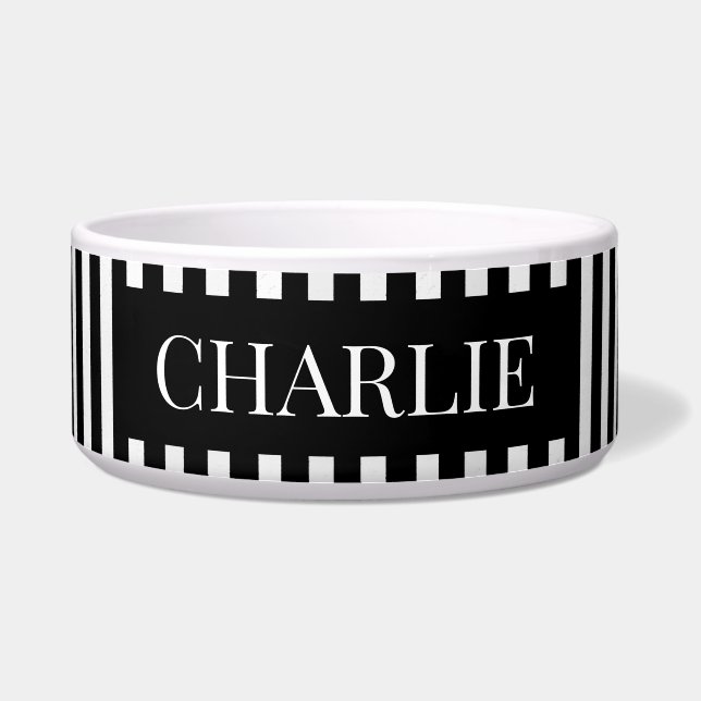 Modern Black Stripes Pattern Personalised Dog Pet (Front)