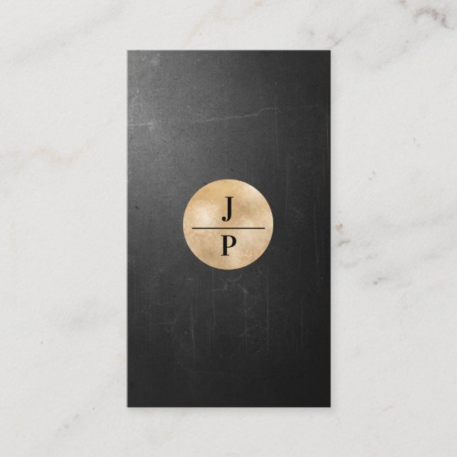 Modern black structure gold circle (imitation) business card (Front)