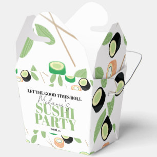 Modern Black Sushi Party Rolls Birthday Invitation Favour Box