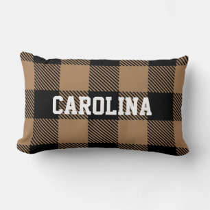 modern black tan buffalo check  lumbar cushion