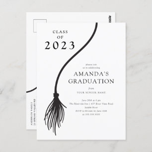 Modern Black Tassel Graduation Party Postcard