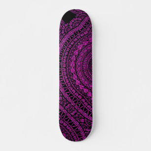 Modern Black Tattoo Ikat Geometric Tribal Pattern  Skateboard