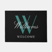 Modern Black Teal Monogram Newlyweds Name Wedding