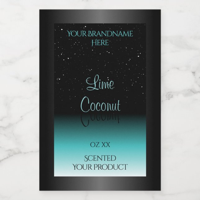 Modern Black Teal Ombre Product Label Soft Glitter (Single Label)
