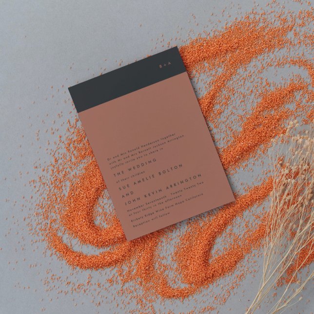 Modern Black Terracotta Budget Wedding Invite (Creator Uploaded)