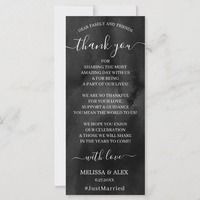 modern black thank you card (Front)