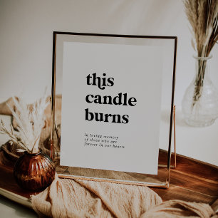 Modern Black This Candle Burns Memorial Sign