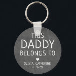 Modern Black This Daddy Belongs To Father's Day Key Ring<br><div class="desc">Personalised This Daddy Belongs To Father's Day Keychain
Personalise it with the names of your kids.</div>