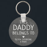 Modern Black This Daddy Belongs To Father's Day Key Ring<br><div class="desc">Personalised This Daddy Belongs To Father's Day Keychain
Personalise it with the names of your kids.</div>