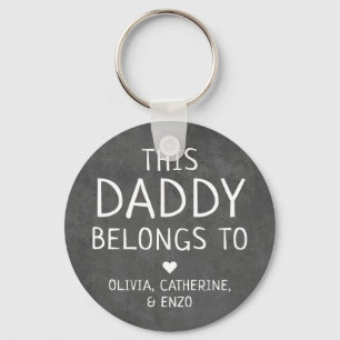Modern Black This Daddy Belongs To Father's Day Key Ring