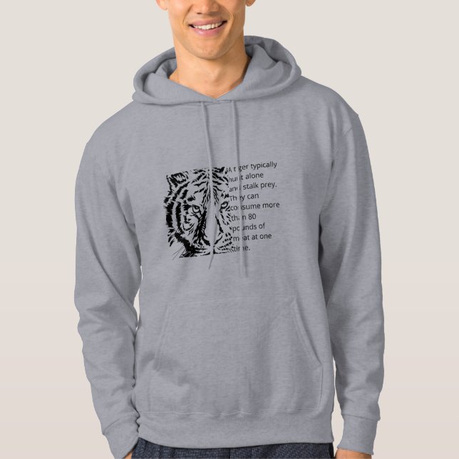 Modern black tiger design  text based men grey hoodie (Front)