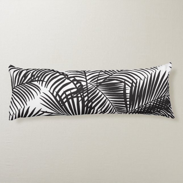 Modern black tropical palm trees pattern body cushion (Back)