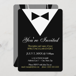 Modern Black Tux Formal Invitation, Minimal Design Invitation