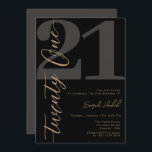 Modern Black Twenty One 21st Birthday Invitation<br><div class="desc">Modern Black Twenty One 21st Birthday Invitation Bringing elegance, style, and exclusivity to your birthday celebration, our 'Modern Elegant Calligraphy TWENTY ONE 21st Birthday Invitation' embodies timeless beauty and attention to detail. Crafted with love and care, this invitation is a mélange of modern aesthetics and traditional calligraphy. Don't just invite...</div>