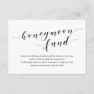 Modern black typeface, Wedding Honeymoon Fund Wish Enclosure Card