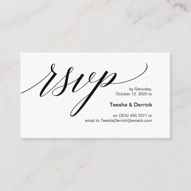 Modern black typeface, Wedding RSVP Enclosure Card (Front)
