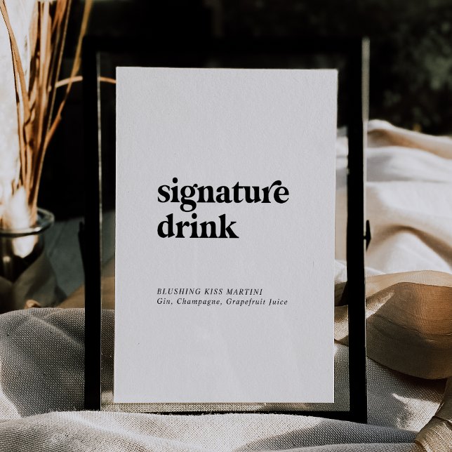 Modern Black Typography 5x7" Signature Drink Sign (Modern Black Typography 5x7" Signature Drink Sign)