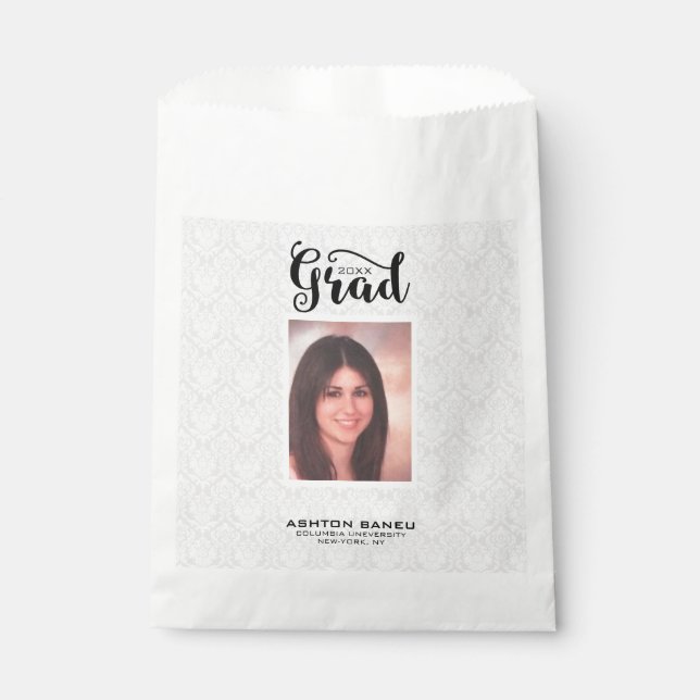 Modern Black Typography And Photo-Graduations Favour Bag (Front)