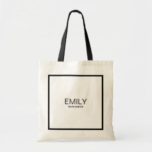 Modern Black Typography Black Border Tote Bag
