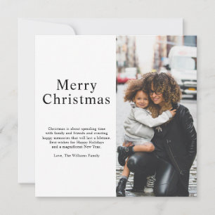 Modern Black Typography Chic Photo Merry Christmas Holiday Card