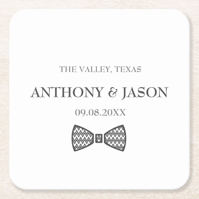 Modern Black Typography Custom Gifts Wedding Square Paper Coaster (Front)